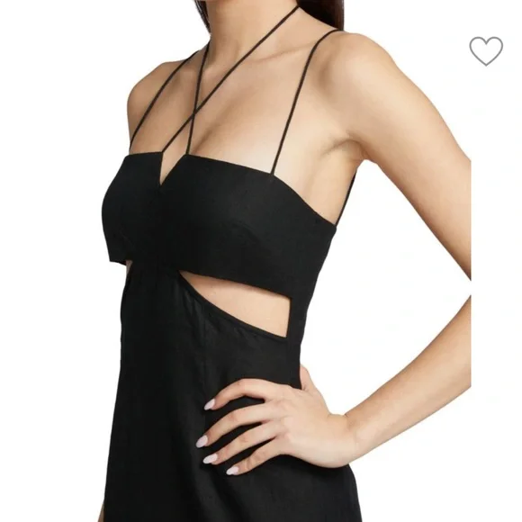 RUMER NWT Freya Black Linen Cut Out Maxi Dress M Reverie - Picture 5 of 13